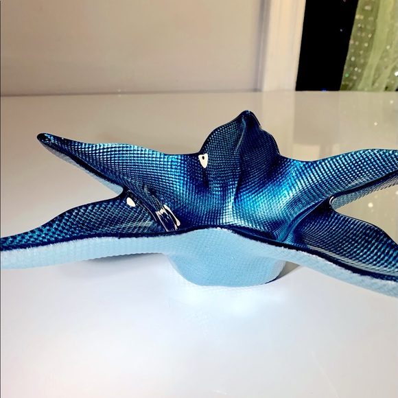 Large Vintage Akcam Turkish Decorative Art Glass Star Shaped Centerpiece Bowl - Picture 5 of 14